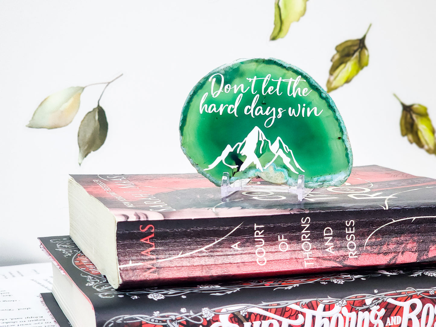 Don't let the hard days win | Agate Slice Shelf Sitter | Multiple Colors Available