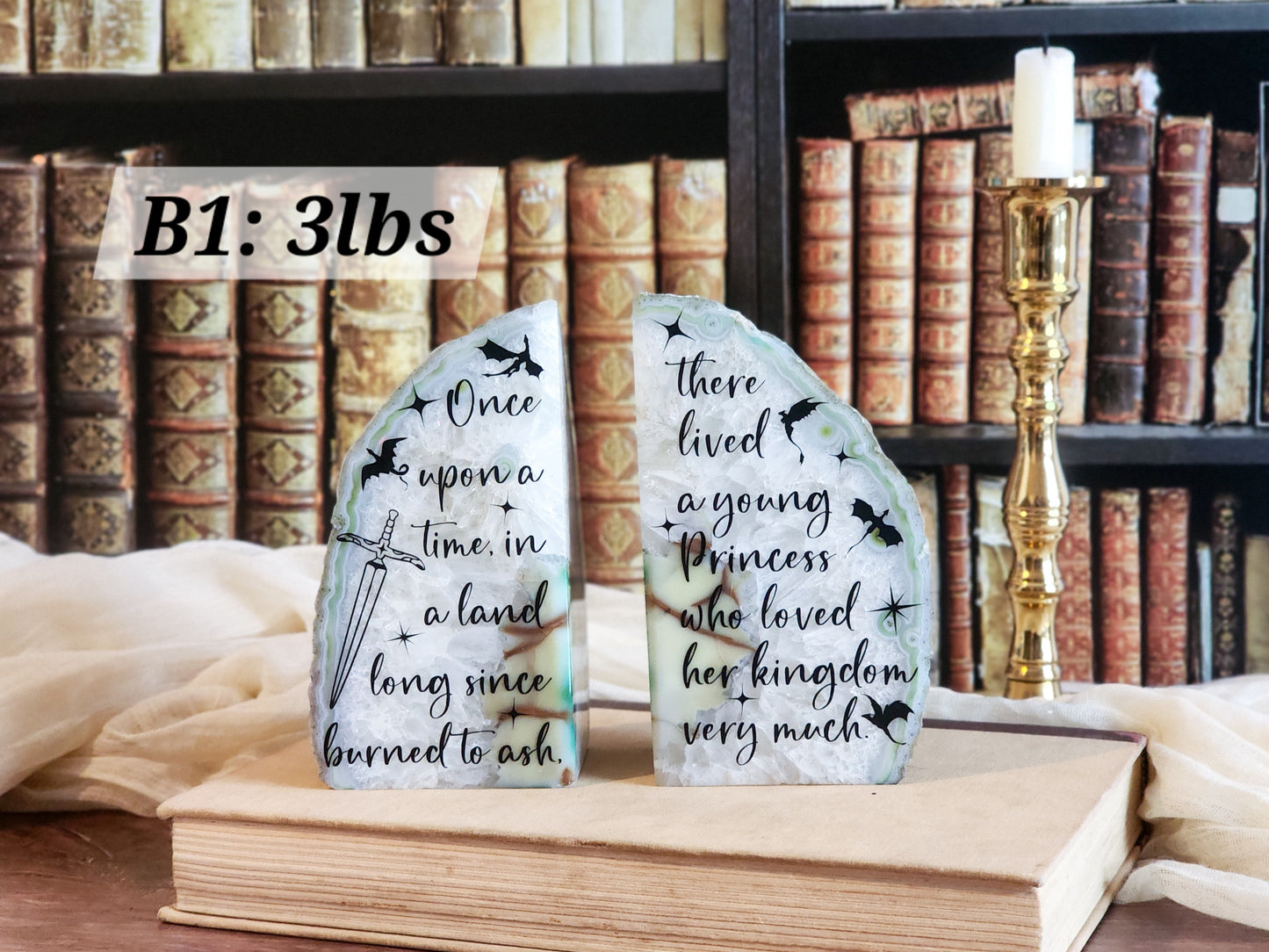 Pre-Order | Green Agate Bookends