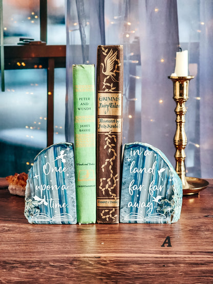 " Once upon a time " | Agate Bookends | Multiple Colors Available