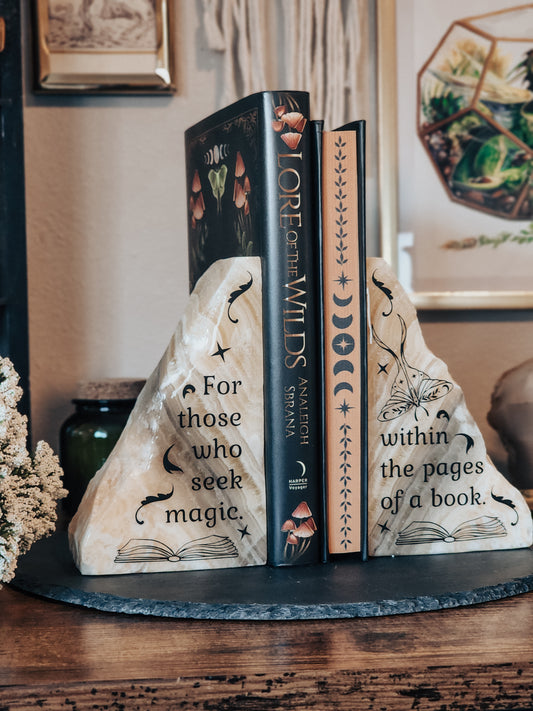 " For those who seek magic " | Lore Of the wilds | Zebra Onyx Bookend