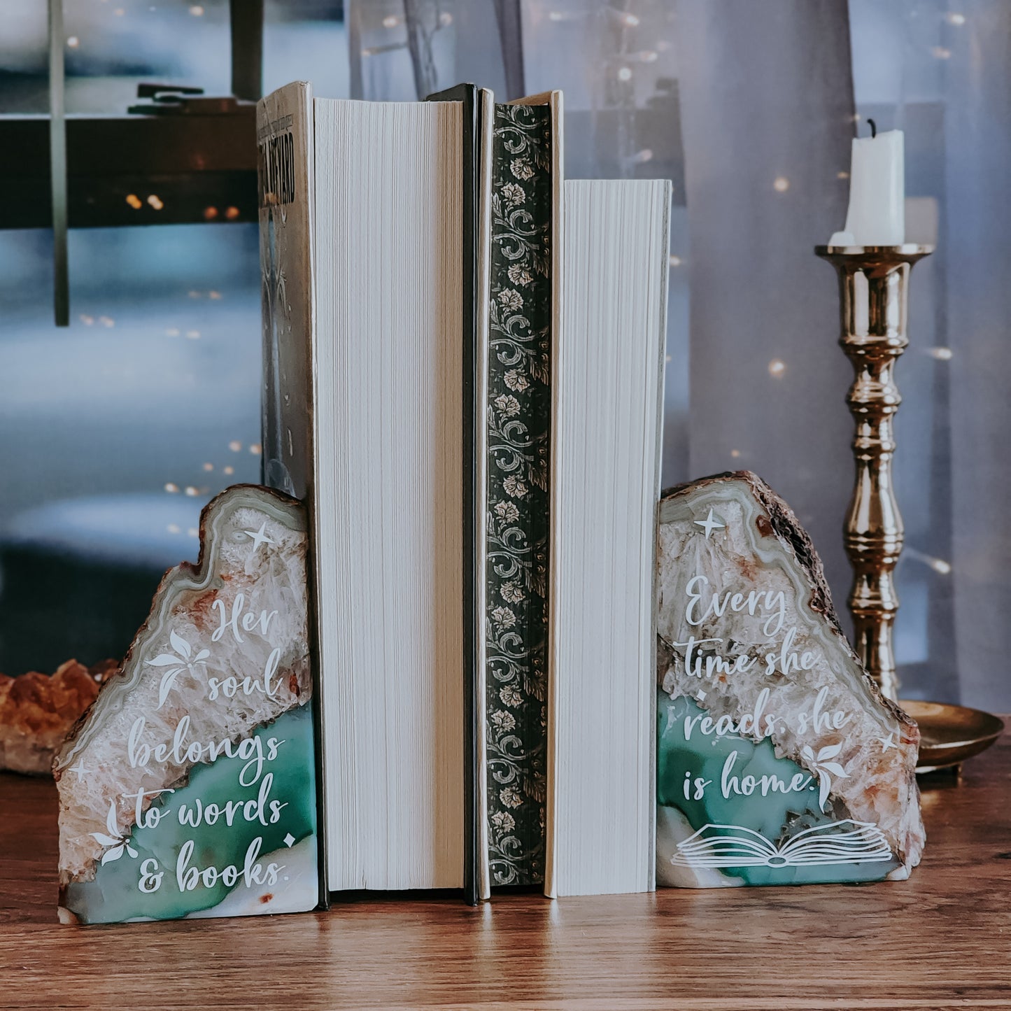 Pre-Order | Green Agate Bookends