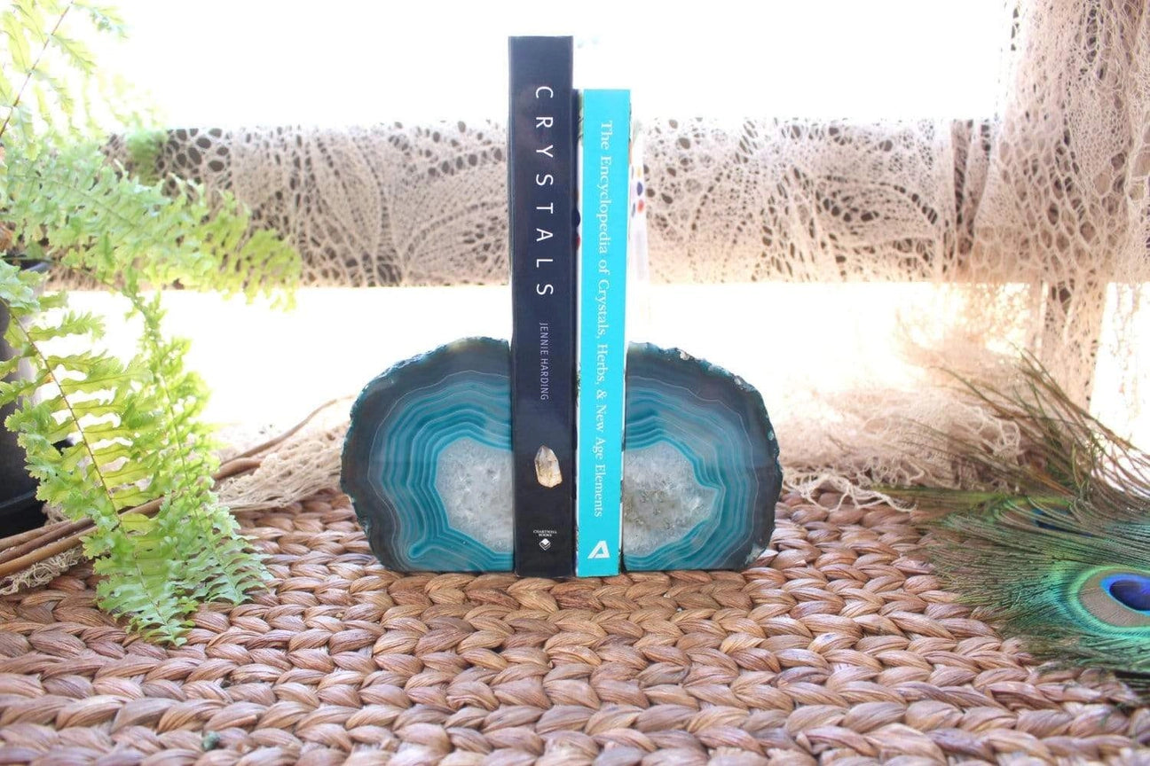 Pre-Order | Teal Agate Bookends