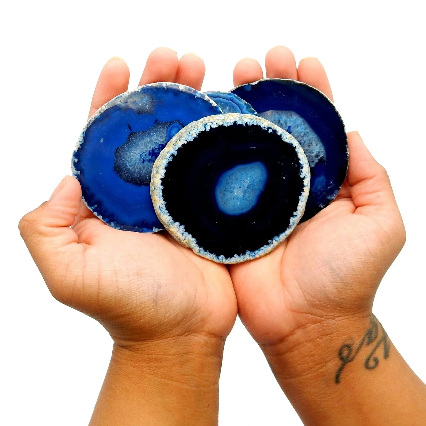 " Only you can decide what breaks you." | Blue Agate Slice Shelf Sitter | Multiple colors available