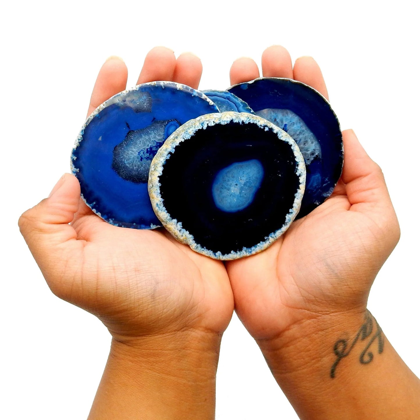 "Once upon a time" | Blue Agate Slice Shelf Sitter | Multiple Colors Available