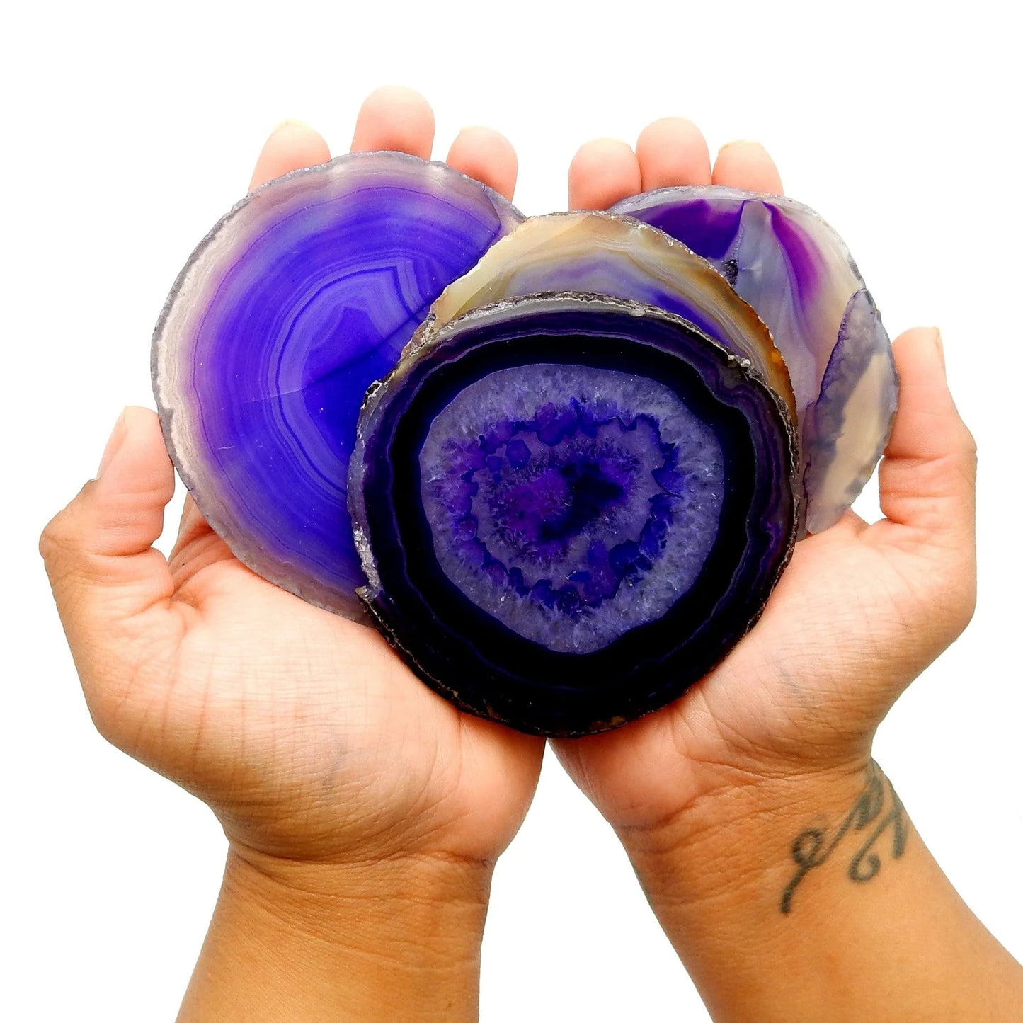 " For those who seek magic " | Purple Agate Slice Shelf Sitter | Lore Of the Wilds by Analeigh Sbrana
