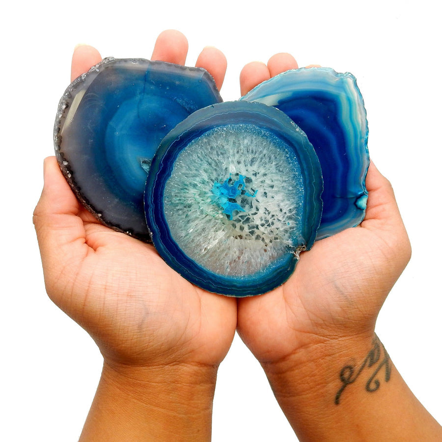 " For those who seek magic " | Blue Agate Slice Shelf Sitter | Lore Of the Wilds by Analeigh Sbrana