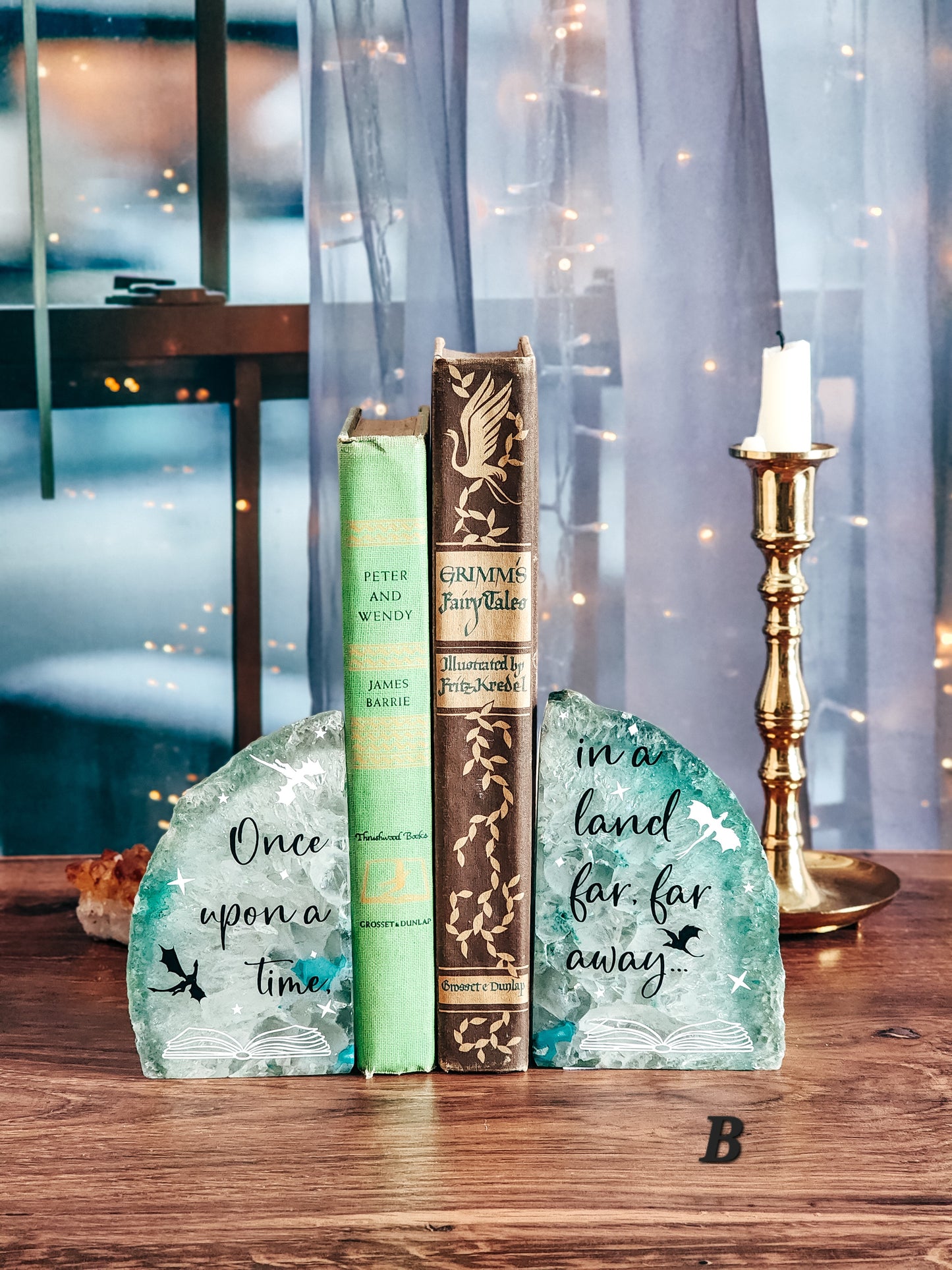 " Once upon a time " | Agate Bookends | Multiple Colors Available